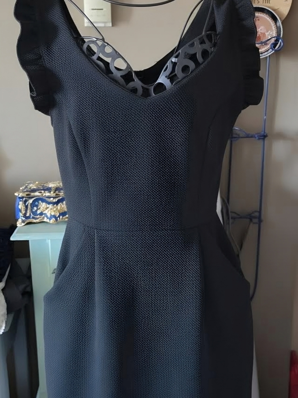 Black Textured Sleeveless Women's Dress